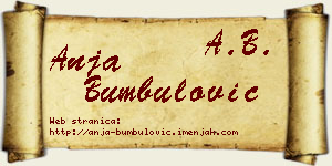 Anja Bumbulović vizit kartica